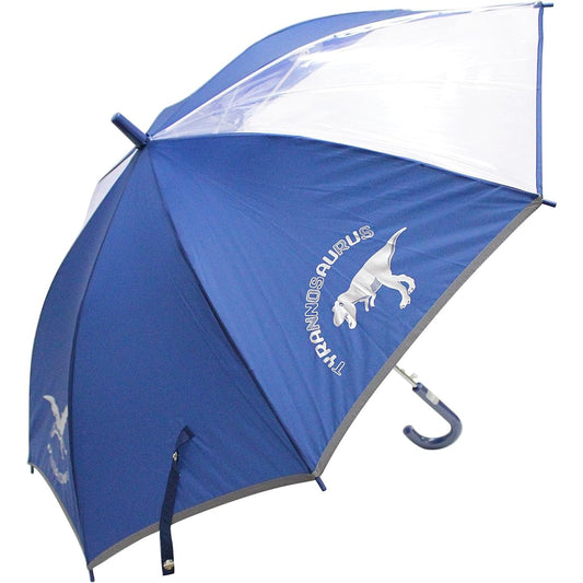 Umbrella kids cool! Popular with boys Suitable for children up to 140cm tall Comes with reflective tape! Light and durable fiberglass bone dinosaur pattern safety with POE window 55cm jump umbrella children's umbrella