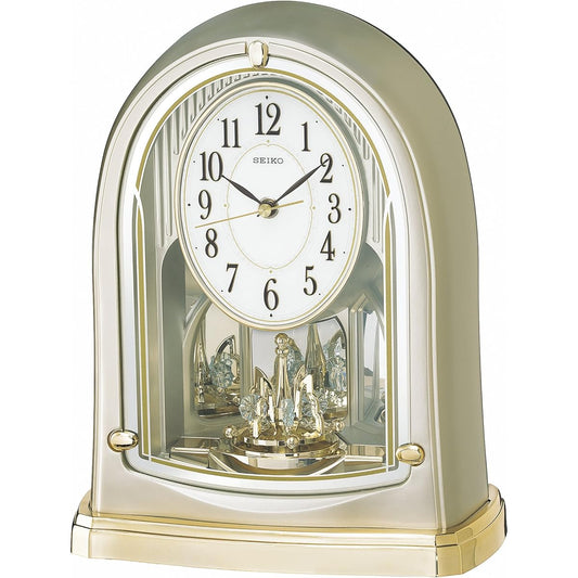 Seiko Clock Table Clock Radio Analog Rotating Ornament Light Gold Pearl BY241G SEIKO