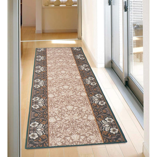 Hagiwara Corridor Flooring, Green, Approx. 80 x 340 cm, Hand Washable, Non-Slip Finish, "Elegance" 240616826