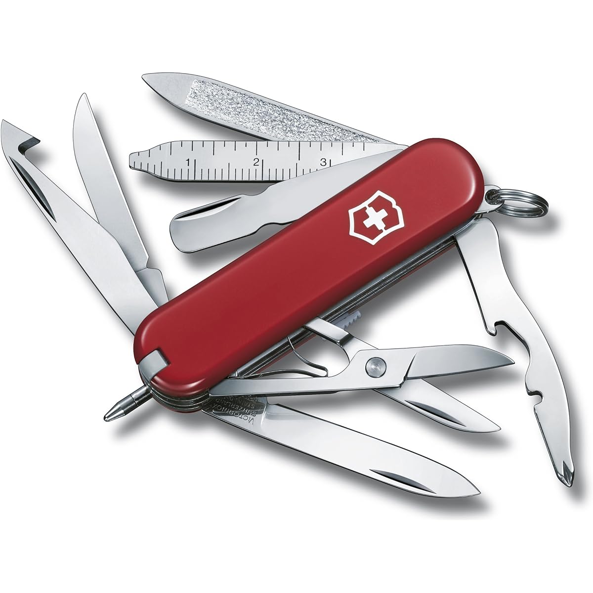 VICTORINOX Mini Champ All 3 Types Swiss Army Knife Multifunctional Knife LED Space Ballpoint Pen Included Swiss Made Multitool with 17 Functions Compact Disaster Prevention Goods Jutoku Knife