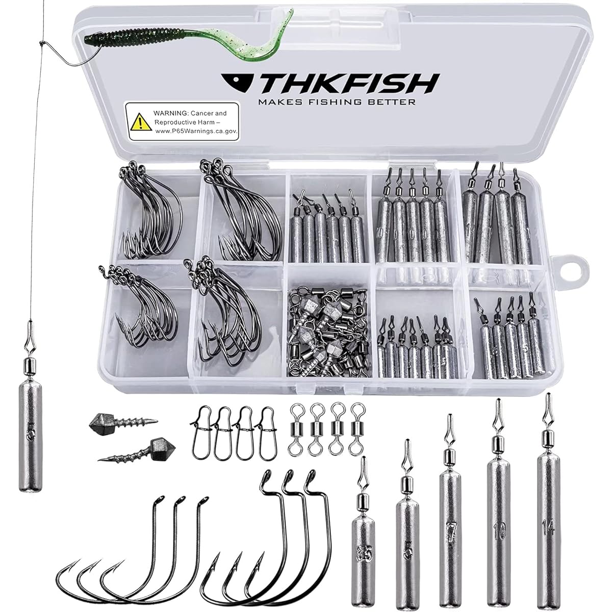 THKFISH Weight/Sinker Fishing Sinker Hook Rolling Swivel 28 Pieces 103 Pieces