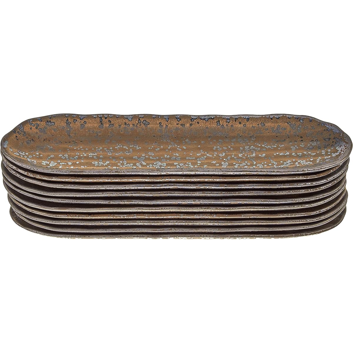 Set of 10 Lava style oval long plates [35.2 x 9.5 x 2.2cm 400g] [Yakimono plates] [Restaurant, Inn, Japanese tableware, Restaurant, Commercial use]