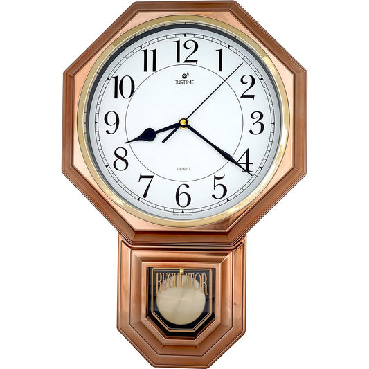 JUSTIME School House Pendulum Clock Wall Clock with Pendulum Chiming Westminster Melody Wall Clock Wall Clock Wall Clock
