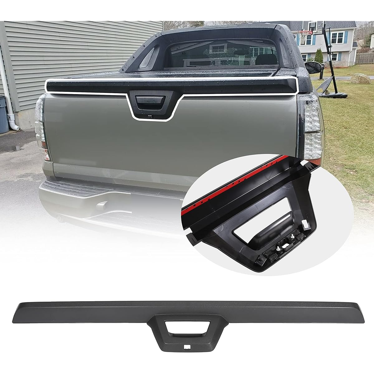 ECOTRIC Tail Gate Cap Cover Top Molding Trim Spoiler 2007-2013 Chevrolet Chevrolet Cadillac Escaled EXT With Camera Hall