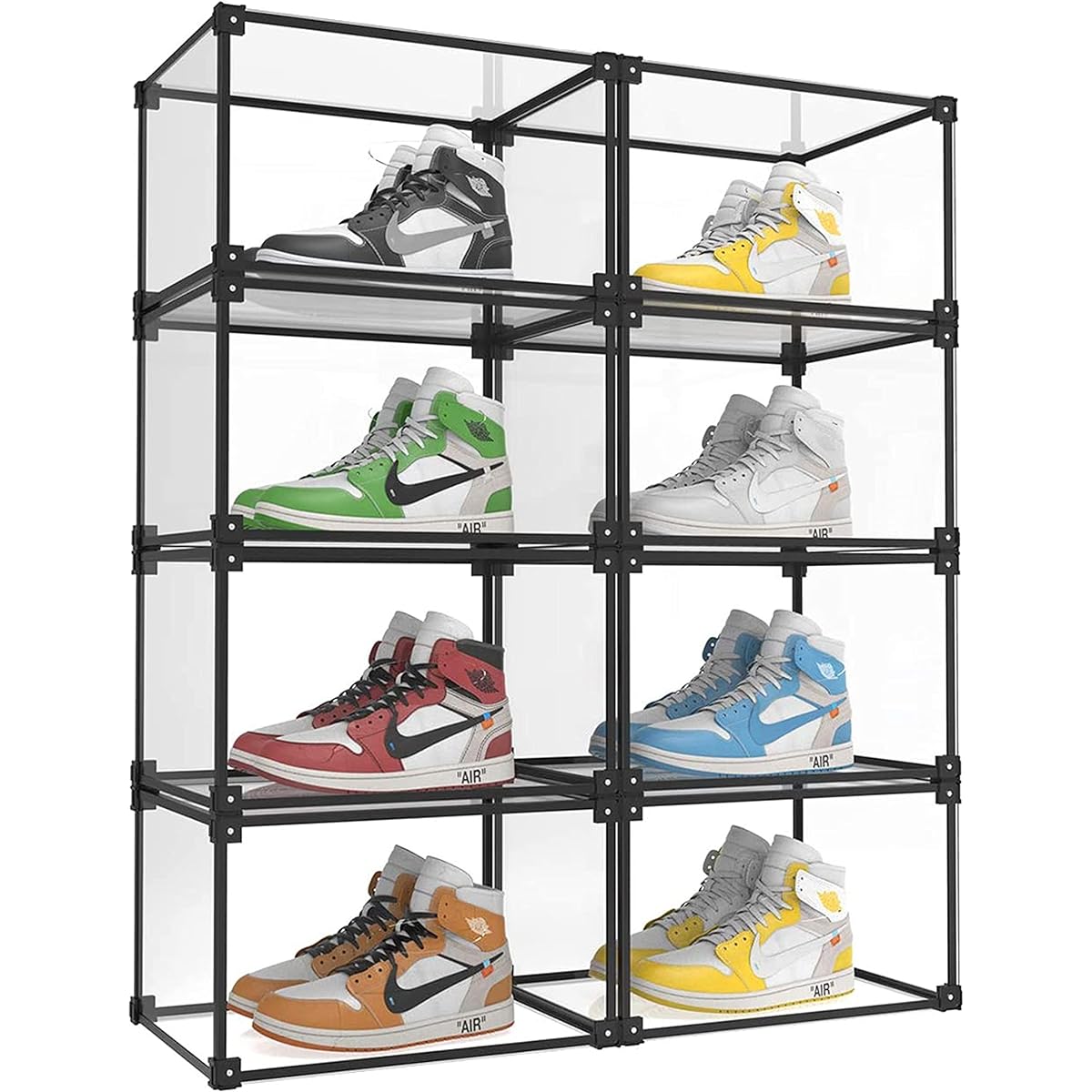 UNIKOO Shoe Box, Sneaker Box, Clear Display Box, Shoe Collection, Stackable, Dustproof, Shoe Box, Accessories, Cosmetic Storage, Entrance Storage, Shoe Storage, Transparent, Plastic, Assembly Type, Large Capacity, Versatile, Unisex Size, Set of 8