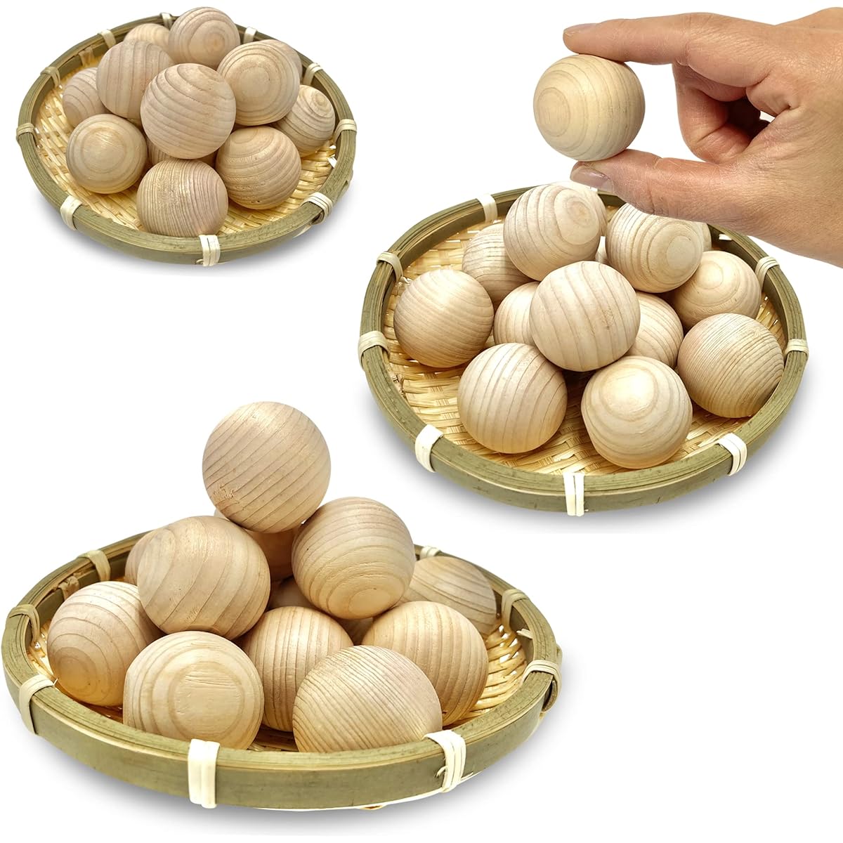 [Hinoki Ball Bath] 15 Balls, Comes with a Colander for Convenient Storage, Natural Aroma Bathing, Incense, Hinoki, Hot Water Ball, Hinoki Cypress Ball, Made in Japan (Set of 3)