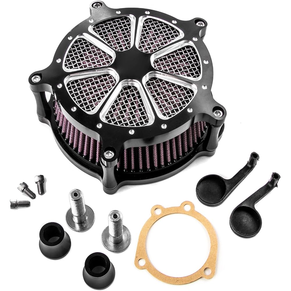 Krator CNC Air Cleaner Kit Turbine Edge Cut Air Intake Compatible with Harley Davidson Sportster XL1200 XL883 Iron 883 Forty Eight