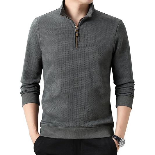 [netero] Half Zip Sweatshirt, Men's Top, Long Sleeve T-Shirt, High Neck, Men's, Heat Retention, Warm, Fleece Lining, Stand-Up Collar, Men's, Autumn, Winter, Spring