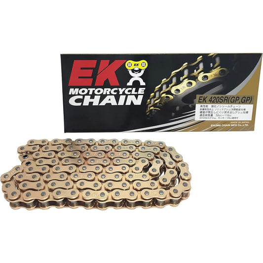 EK Reinforced Non-Seal Chain 420SR Gold 100L [Clip Joint]
