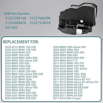 HQPASFY Right Powered Arrock Alock Actuator Motor Latch BMW E65 E70 E90 E92 (1 3 5 7 M N X3 X5 Z4 Series, etc.) Replacement # 51227202148