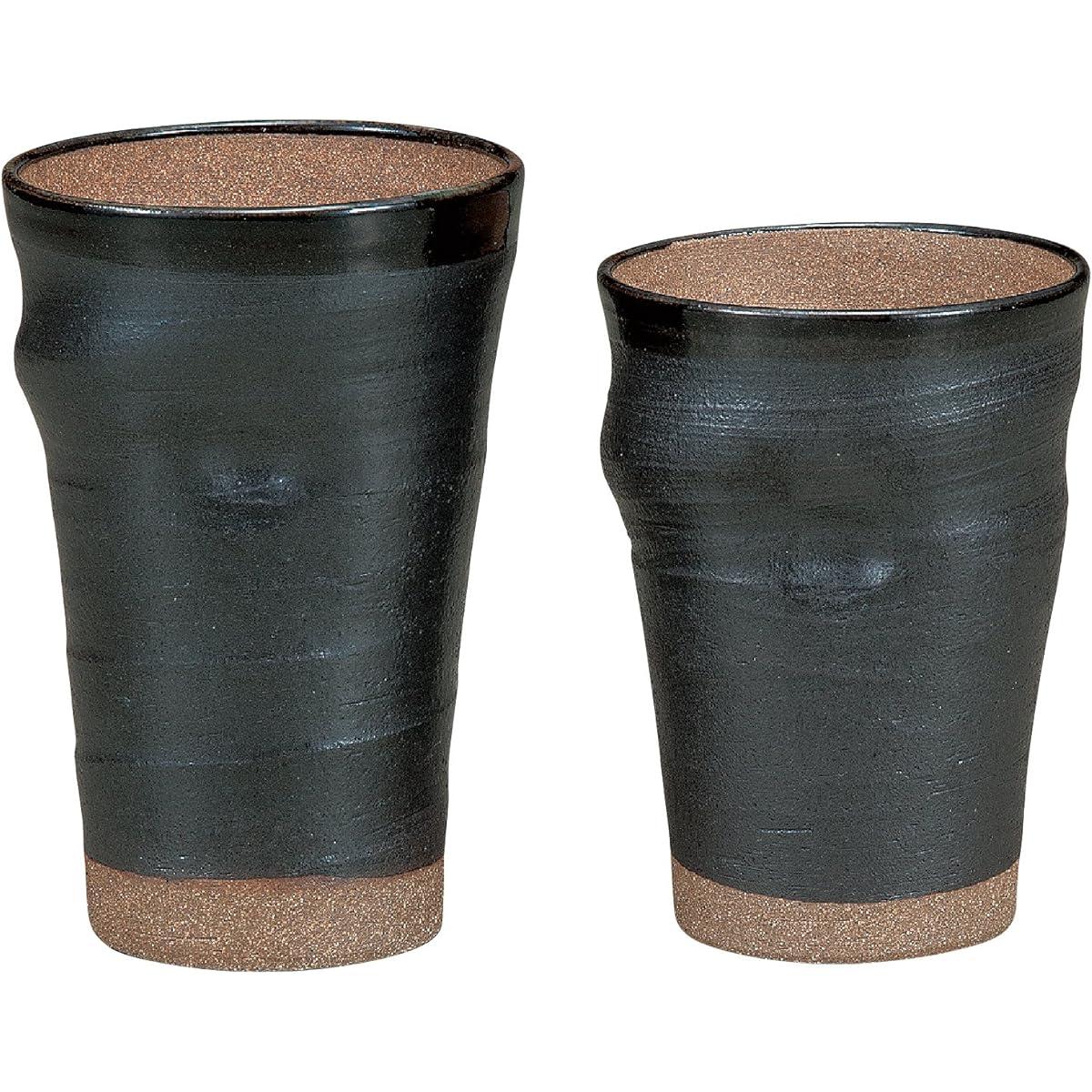 Maruyone [Kutani ware] Pair beer cup, black glaze finish K4-1111