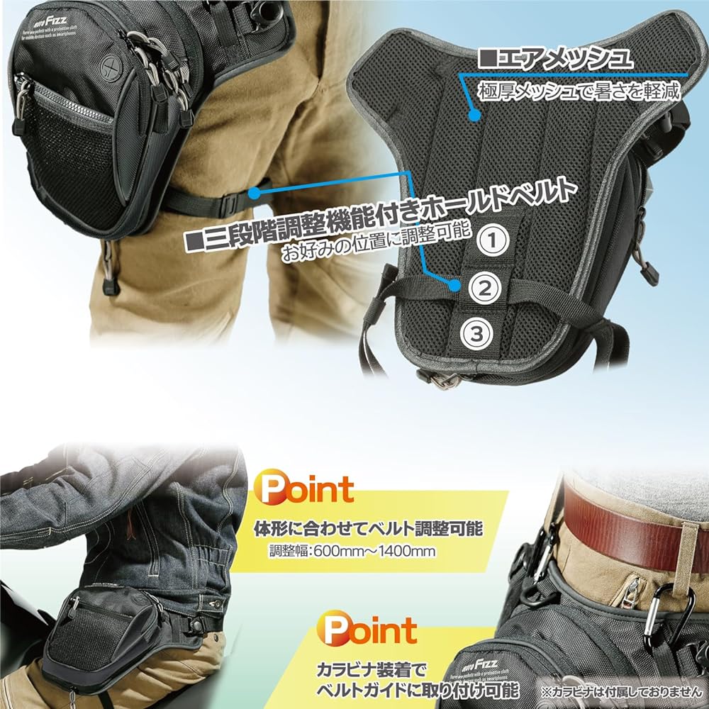 TANAX Holster Bag MOTOFIZZ Digibag Plus Black MFK-206 (Variable Capacity 2.8-4.6ℓ) Compatible with Motorcycles