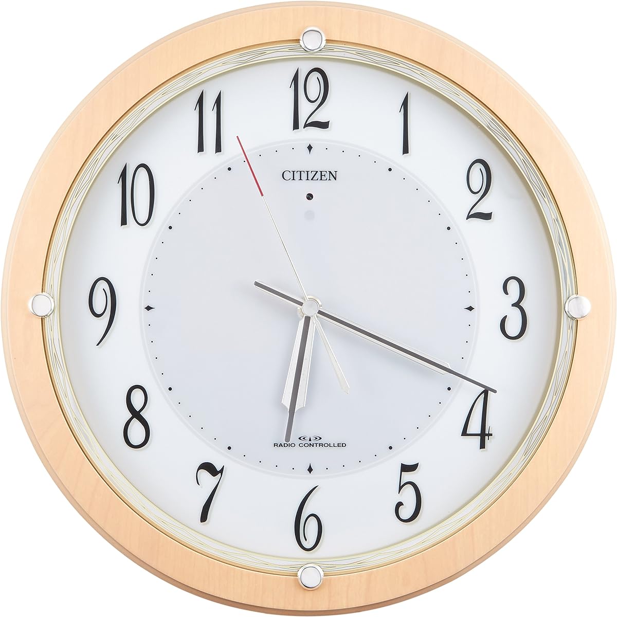 Citizen Wall Clock Radio Analog Solar Auxiliary Power Silent Solar M798 Green Purchasing Law Compliant Wood Brown CITIZEN 4MY798-007