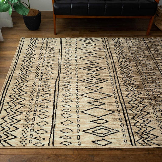 Sayan Sayan Geometric Handwritten Rug Mat Carpet Stitch Line 200x250 3 Tatami Ivory