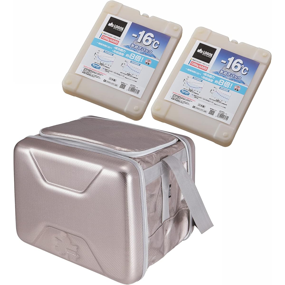 LOGOS Hyper Subzero Cooler L & Subzero Pack GT-16℃/Hard 1200g (2 pieces) 3-piece set (81670080 & 81660611)