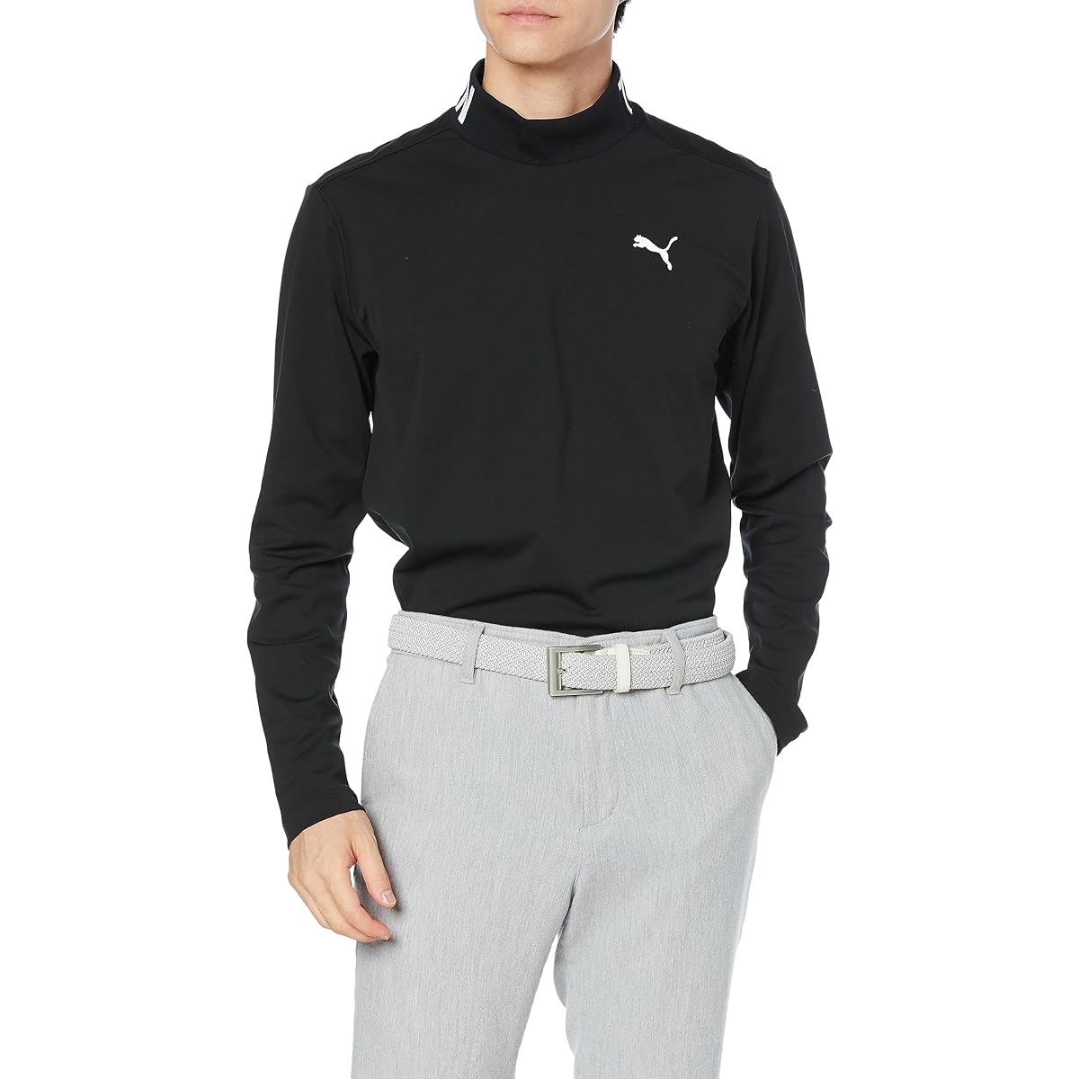[PUMA] Golf Shirt Golf Stretch Smooth Slogan Logo LS Mock Neck Men's
