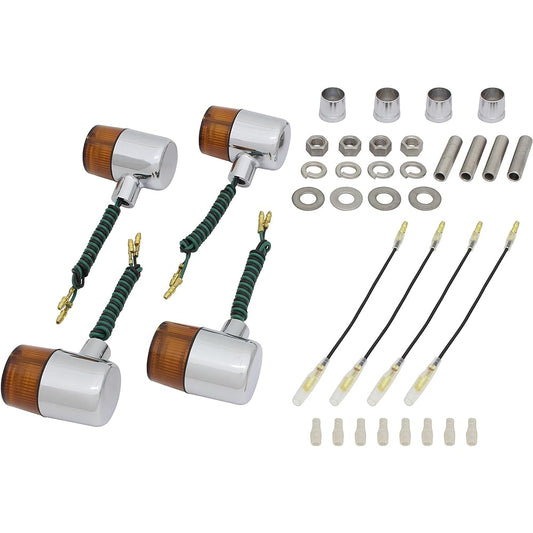 POSH Motorcycle Supplies Turn Signal Classic 71 Type Vehicle Specific Set SR400/FI('85~~) ・SR500('85~~'98) Plated Body/Orange Lens 010091-53~
