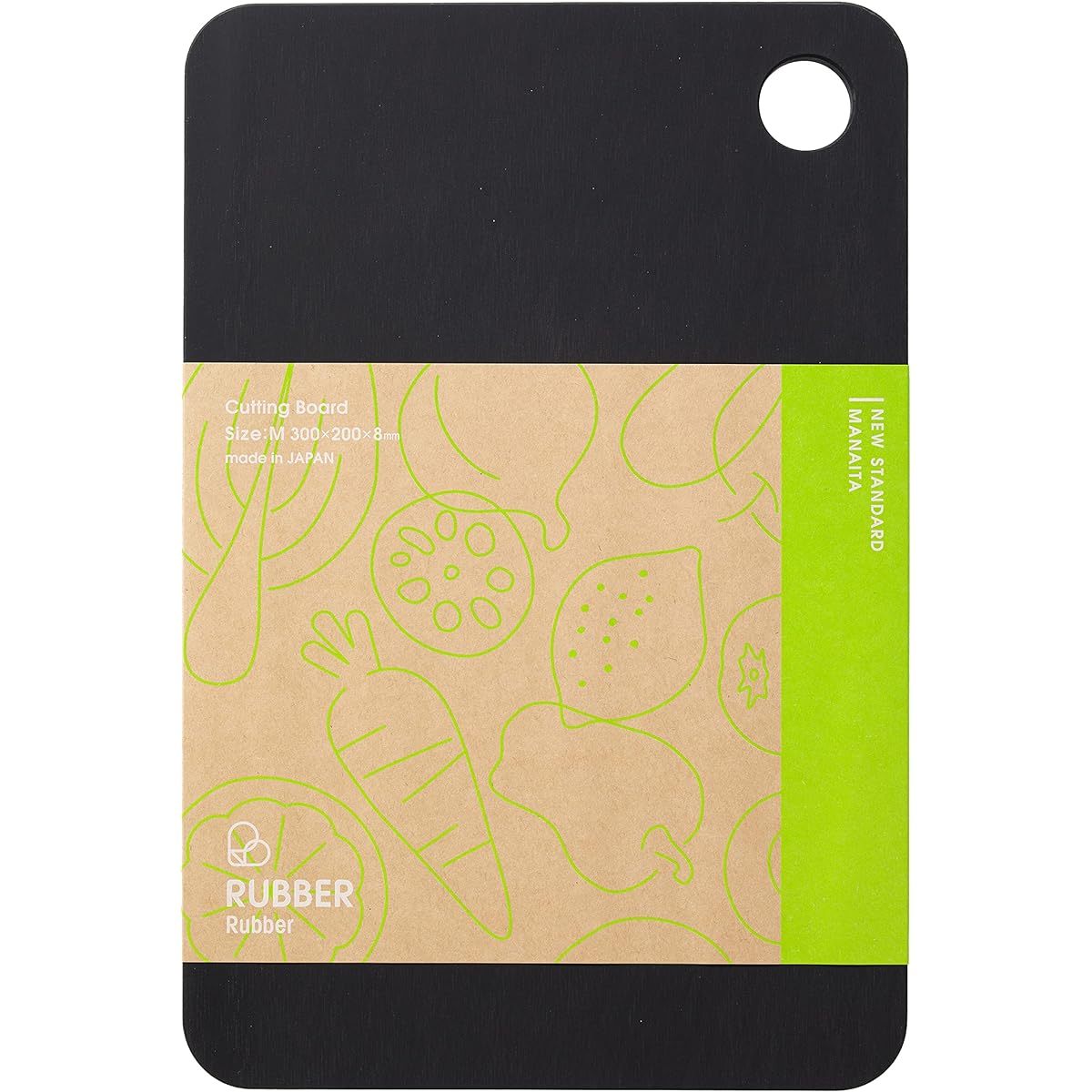 RUBBER Rubber Rubber Cutting Board Cutting Board Black M Synthetic Rubber Present Made in Japan 300 x 200 x 8 mm NBD001