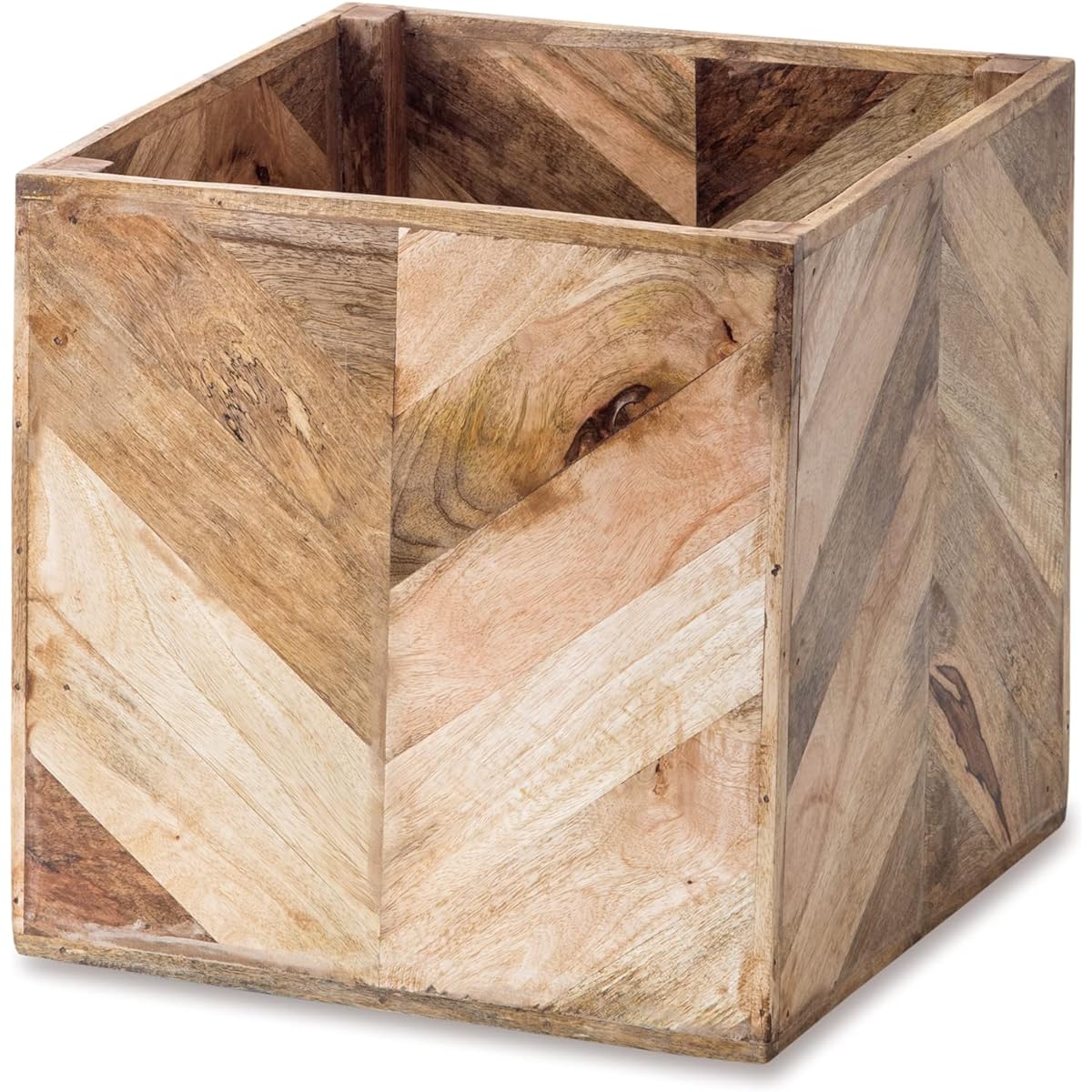 Posh Living Herringbone Pot Cover Wood W39×D39×H39cm 41340