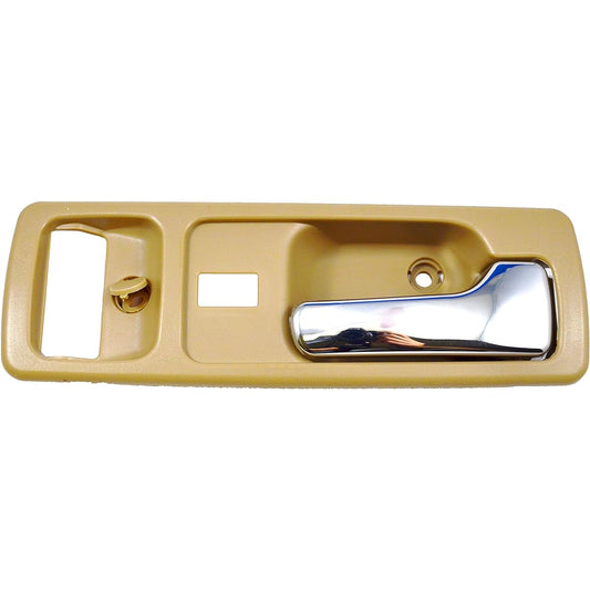 PT Auto Warehouse HO -2380ME -FR -internal door handle beige/tan housing chrome lever -power supply lock hole 2 door coupe passenger seat side