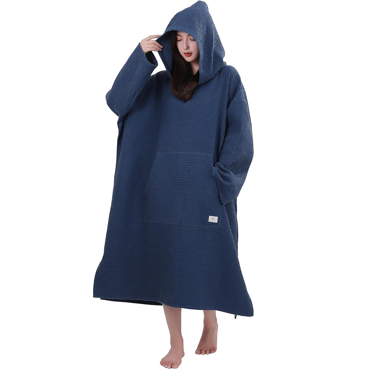 Totonoi Japan Sauna Poncho Surf Poncho Men's Women's Sauna Loungewear Washable Washable Pocket Waffle Towel