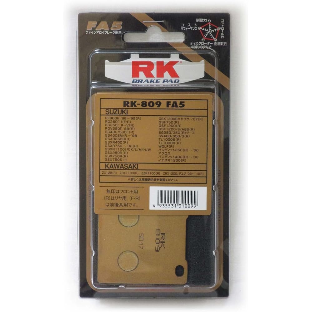 RK Brake Pad FINE ALLOY SUZUKI:GSX1300R Hayabusa (Rear) etc. Motorcycle Motorcycle 2 Wheel 809FA55