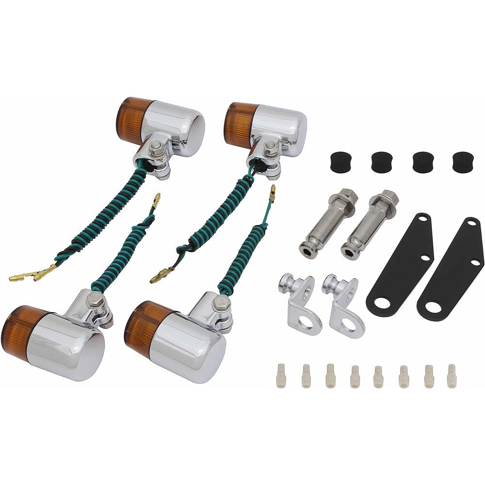 POSH Motorcycle Supplies Bullet Type Turn Signal Vehicle Specific Set FTR223/D(~'07) Plated Body/Orange Lens 059098-33