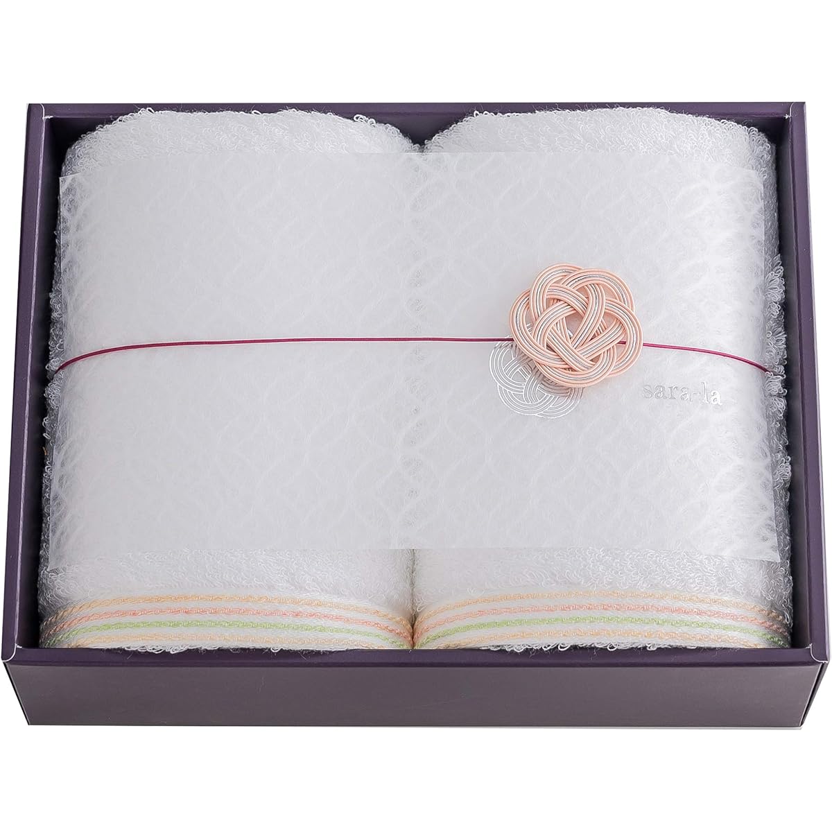 Imabari Towel Gift Sara-la "En-en-" Face Towel 2 Pieces White Made in Japan