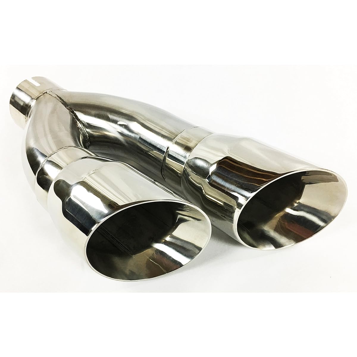 Exhaust tip 3.00 inch inlet 4.00 inch outlet length 16.00 inch dual tilt angle stainless steel stainless steel WMS8304016-300-SS Wadeon exhaust tip