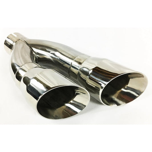 Exhaust tip 3.00 inch inlet 4.00 inch outlet length 16.00 inch dual tilt angle stainless steel stainless steel WMS8304016-300-SS Wadeon exhaust tip