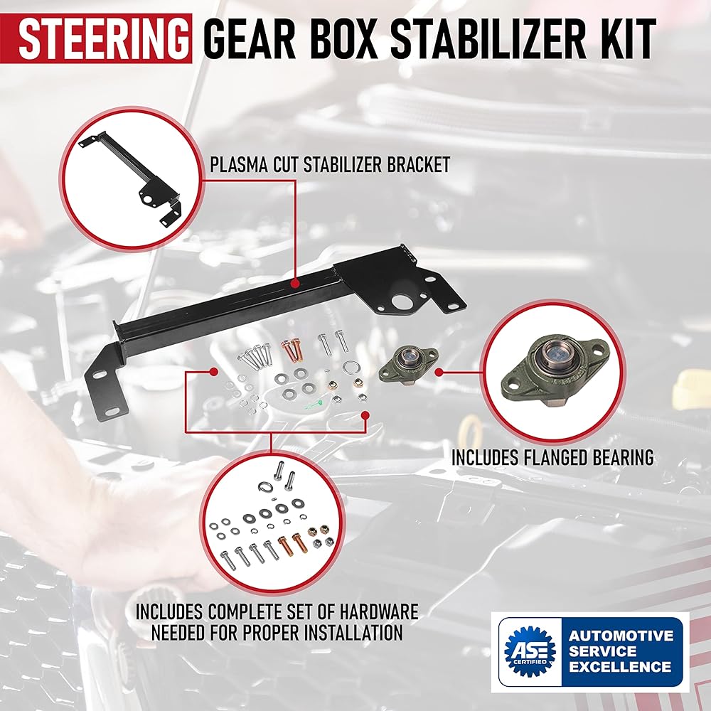 Steering Gear Box Stabilizer Kit -Compatible with Daddylum Model -1994, 1995, 1996, 1997, 1998, 2000, 2001 RAM 1500, 94-02 RAM 2500, 3500 4WD -Steering Blace Bar -Death Woble Fix -4X4.