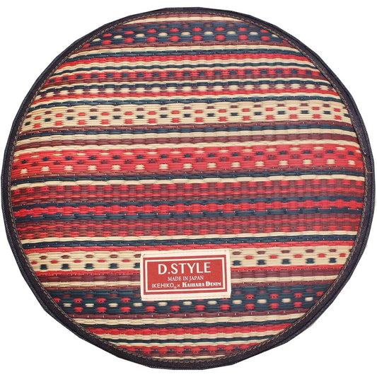 Ikehiko Stool Cushion Domestic Denim Igusa Igusa Cushion Mile Crossed Stool Red Approx. 40cm Round x 8cm #3257689