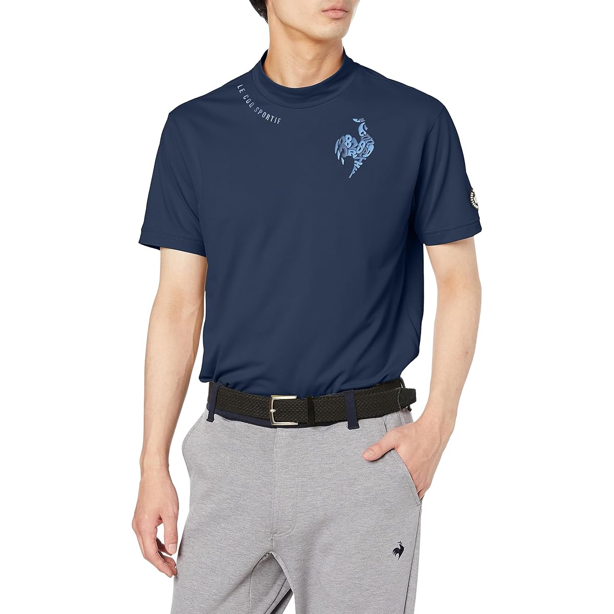 [Le Coq Sportif] Mock Neck Short Sleeve Shirt Simple Stretch Sweat Absorbent Quick Drying UPF50+ Sunscreen Golf QGMWJA03 Men's