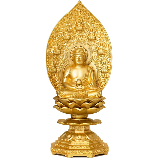 Buddha statue Yakushi Nyorai seated statue 18cm (gold plated/24K gold) Buddhist sculptor: Hideun Makita Original model _ "Tendai sect, Shingon sect, Rinzai sect" Takaoka bronze ware (Yakushi Nyorai za)