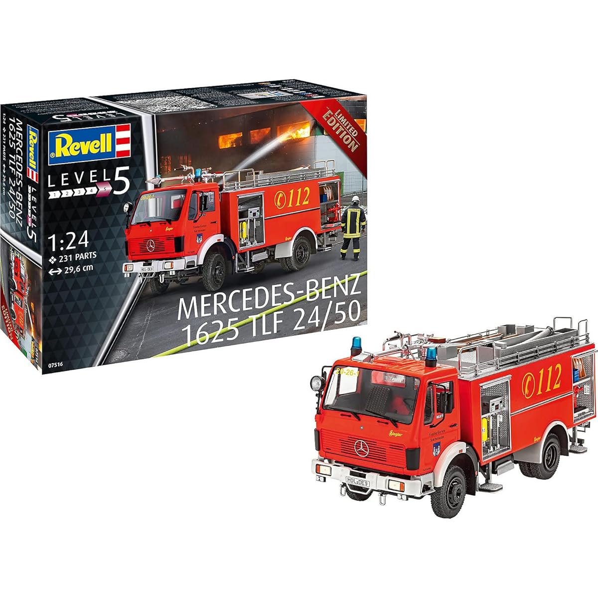 German Level 1/24 Mercedes Benz 1625 TLF 24/50 Plastic Model 07516 Molding Color
