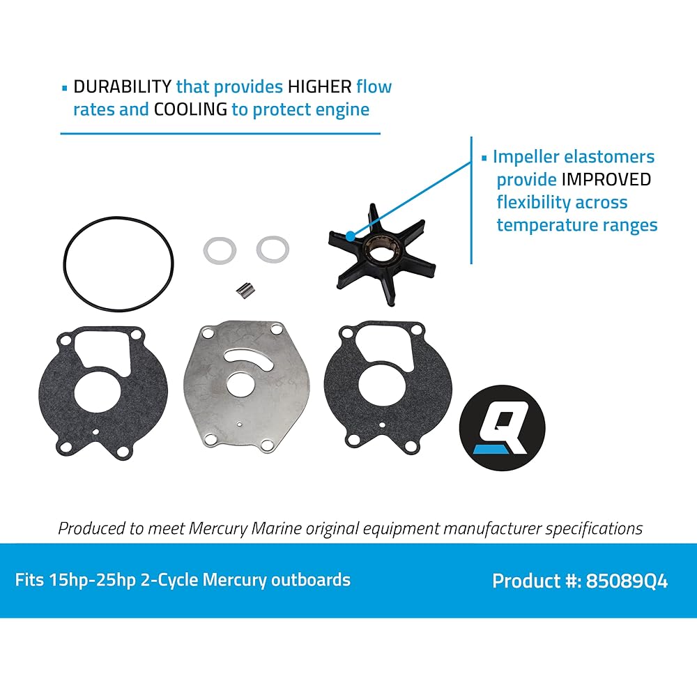 QuickSilver 85089Q4 Water pump repair kit -15-15 hp 2 cycles mercury and mariner outdoors