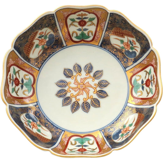 Ishimaru Ceramics (HASAMI Porcelain) Hasami Ware Rinkurou Kiln Gorgeous Old Imari Style Deposit Bowl Window Flower Painting 009089-656