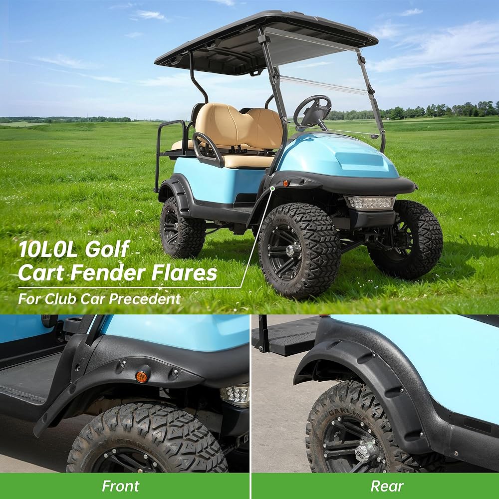 10L0L0L Golf Cart Standard Fender Flare Front and Rear Club Car Presedent Golf Cart With Metal Hardware (set of 4)