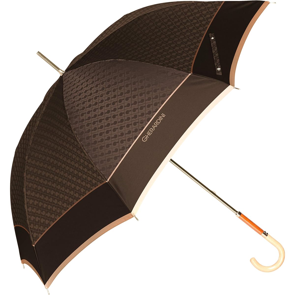[Gherardini] AURORA 1GD 11001-01G Logo Jacquard Yarn-dyed Hand-Opening Long Umbrella (Made in Japan) Women's Black Japanese Outer Rib 60cm (FREE Size)