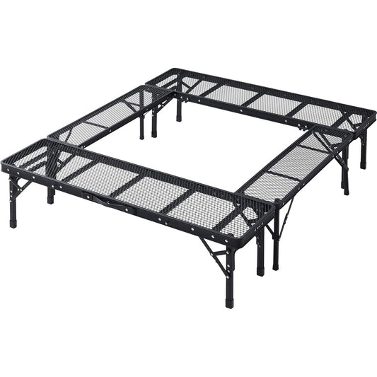 [Yamazen Campers Collection] Mesh Table (Camping Outdoor) Heat and Water Resistant Foldable Lightweight (Bonfire Barbecue) Tough Light Fireplace Table TLFT-100/ BBQ Tough Light Table TLT-1280B