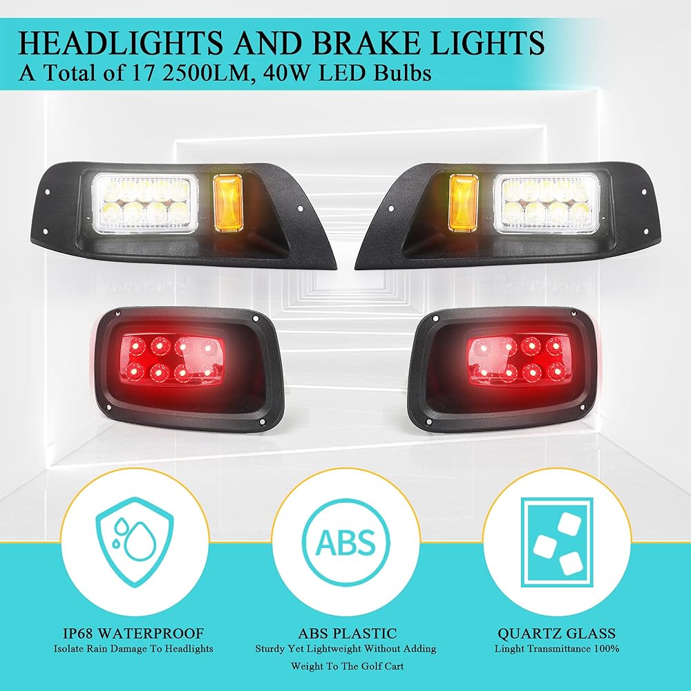10L0L EZGO Light Set Golf Cart EZGO TXT 1996-2013 12V Headlight Tail Light (updated in 2022)