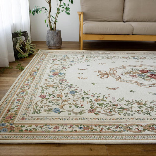 Sayang Sayan Flower Rug 048 Gobelin Weave 200x200 2 Tatami Light Beige Foldable