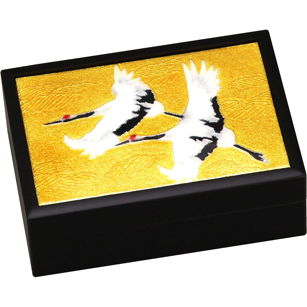 Saikosha Ornament - 8 x 12 x 4cm Saikosha Cloisonné Small Box Twin Cranes (Small) 120-10