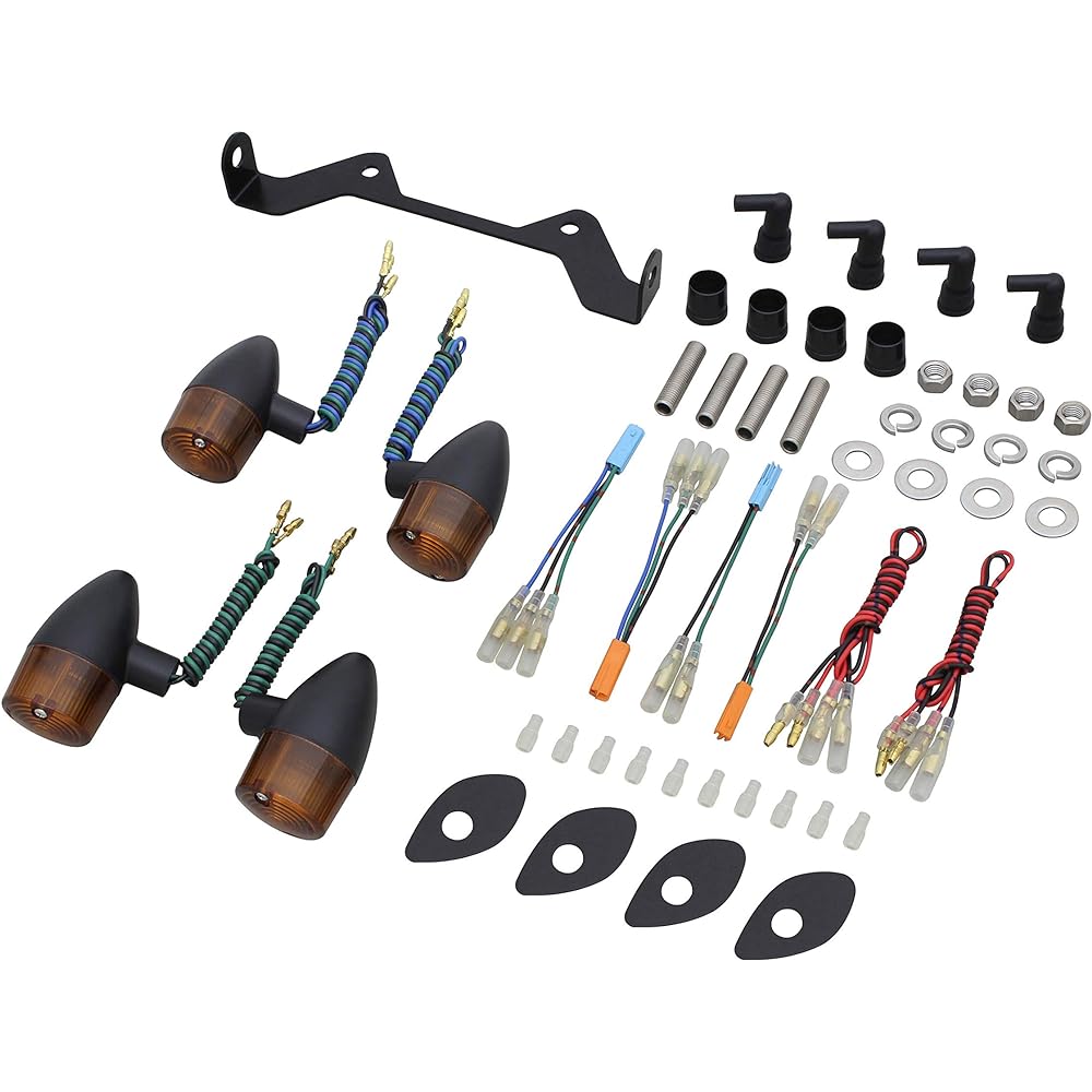 POSH Motorcycle Supplies Turn Signal Kit Classical Bullet Type Turn Signal Kit Rebel 250 (2017-2019) Black Body/Orange Lens 155498-56