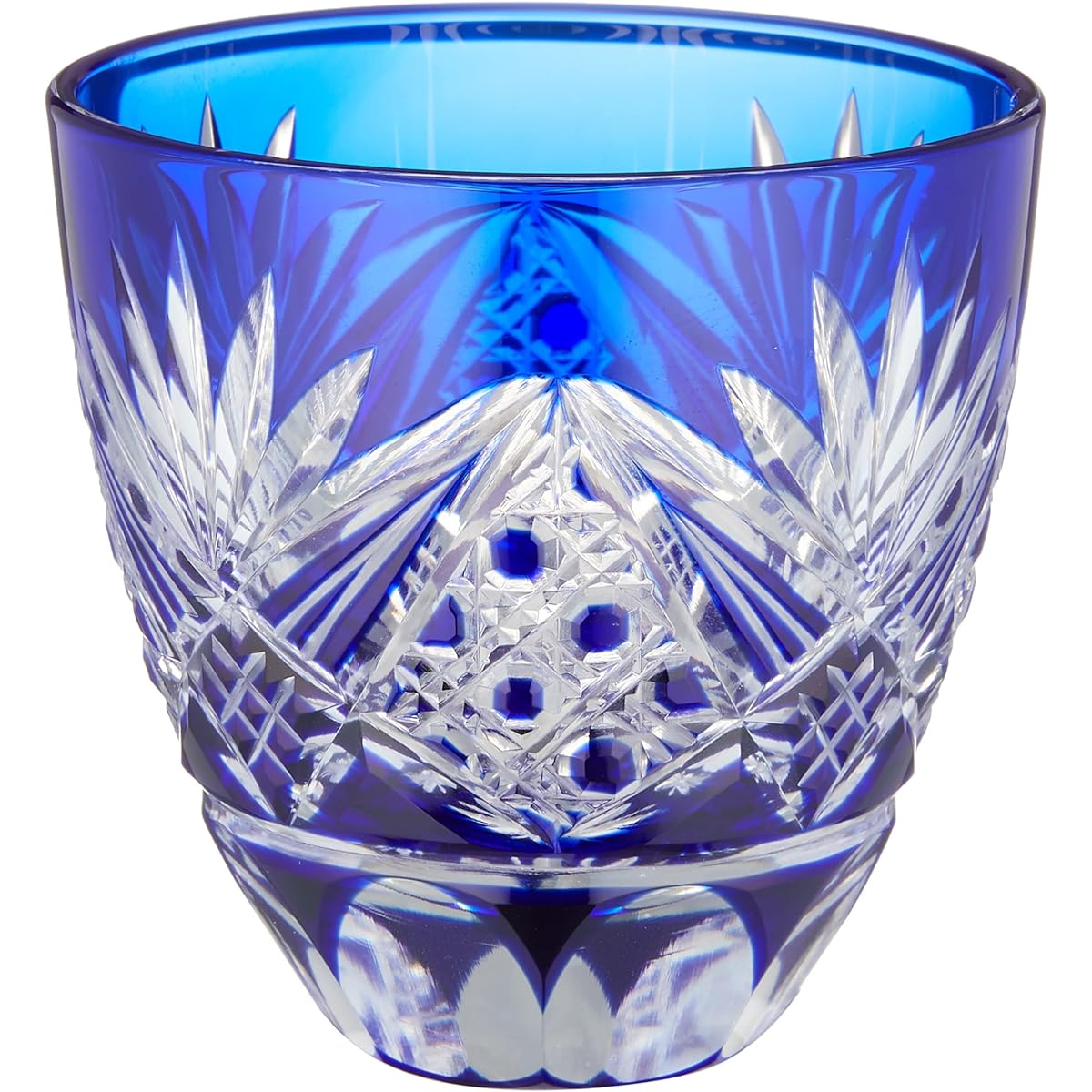 Tajima glass octagonal basket/chrysanthemum bottom glass lapis lazuli
