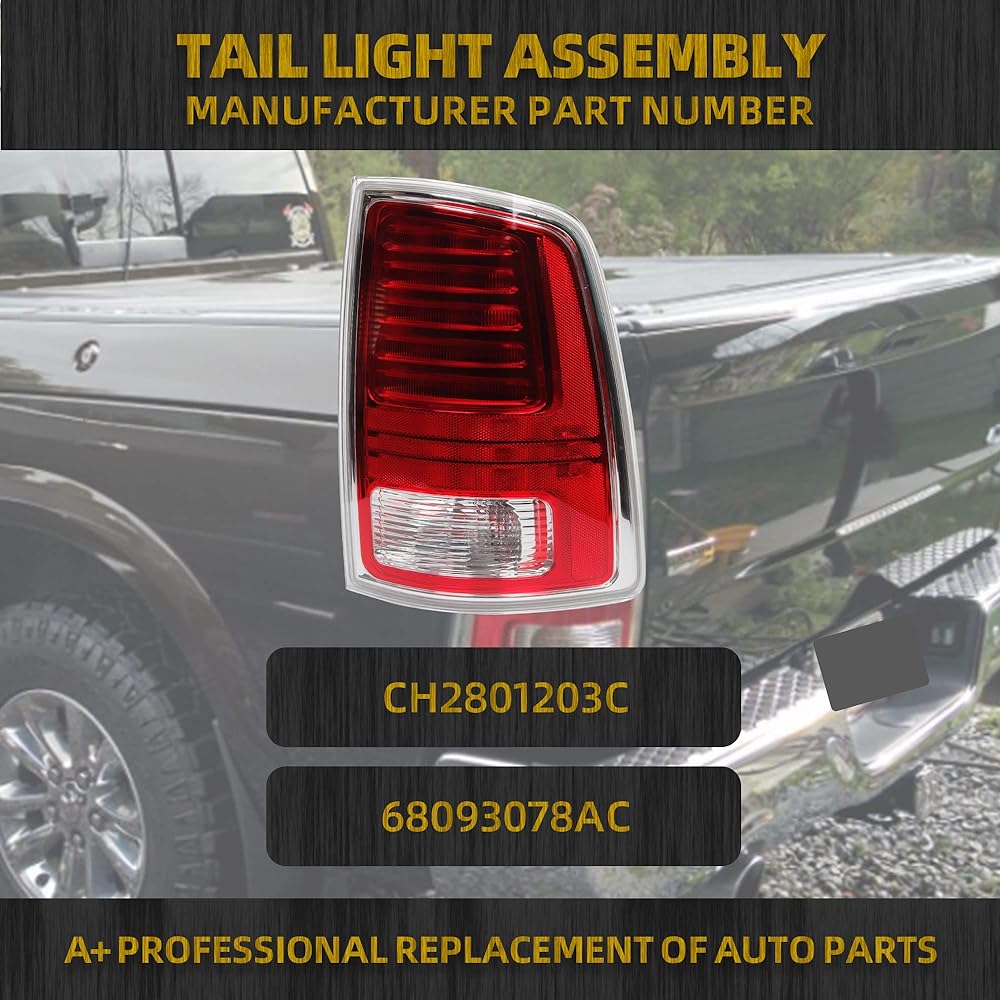 DASBECAN Tail Light Assemblies Passenger Seat Red LED Dodge Lamb 1500 2013-2018 RAM 2500 & 3500 2014-2018 Replacement # 68093078AC CH2801203