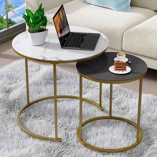 MONCOT Table, Side Table, Low Table, Center Table, Glass Table, Nesting Table, Round Coffee Table, Set of 2, Living Table: Cafe Table, Coffee Table, Chabu Table, Low Table + Stylish, Sofa Table,