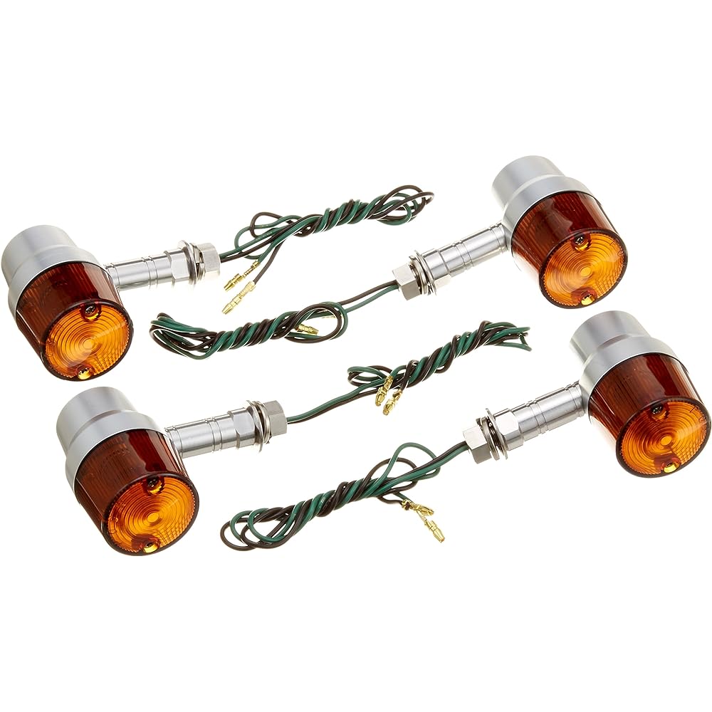 POSH Motorcycle Supplies Turn Signal Middle Machined Super Bike Type Vehicle Specific Set CB1100 (2010-2013) Plated Body/Orange Lens 051193-23
