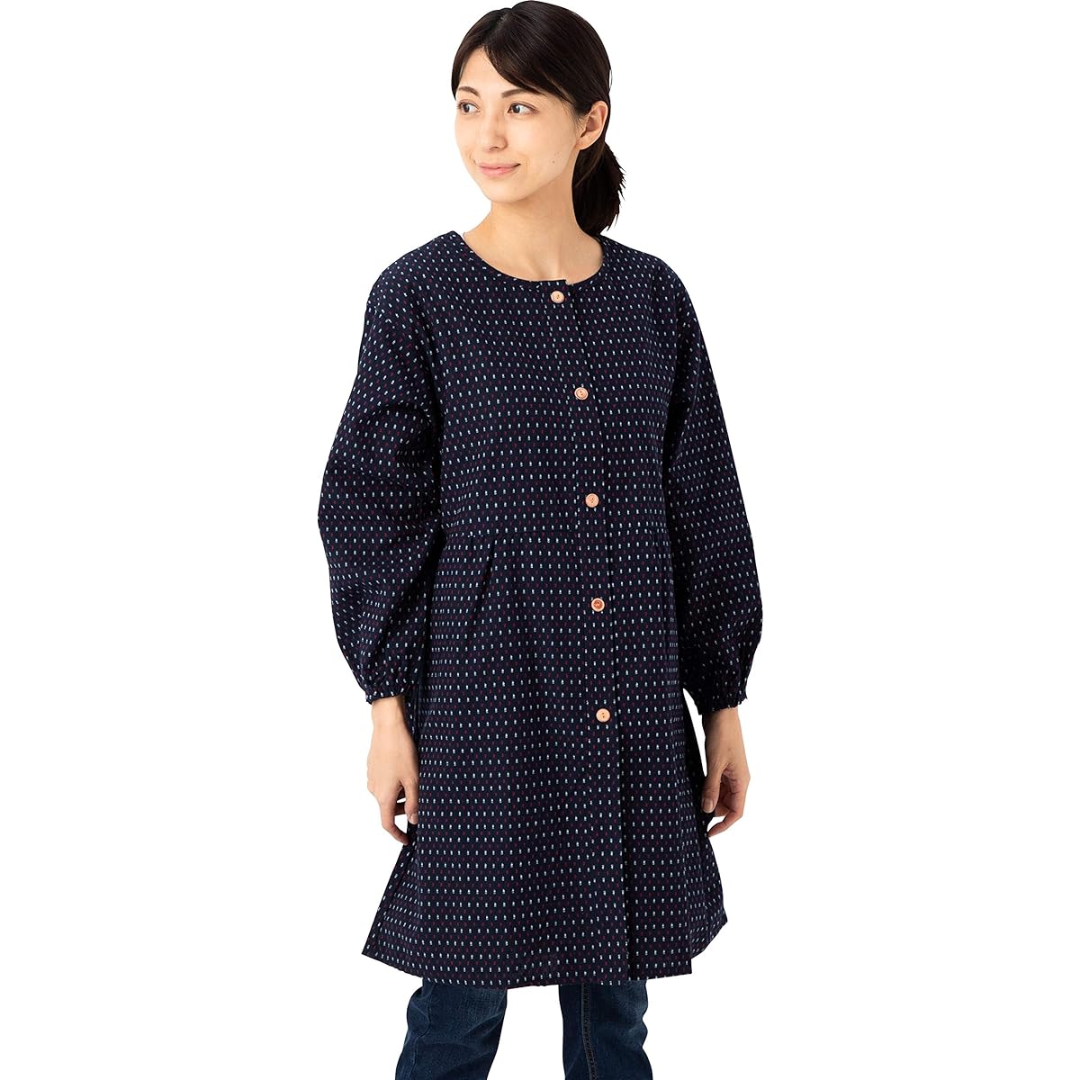 Watanosato Kurume Orimae Button Kappogi Apron Japanese Pattern