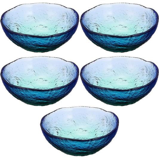 Toyo Sasaki Glass Small Bowl, Coral Sea, Made in Japan, Set of 5, Blue/Green, Approx. φ13.5 x 5cm WA3303